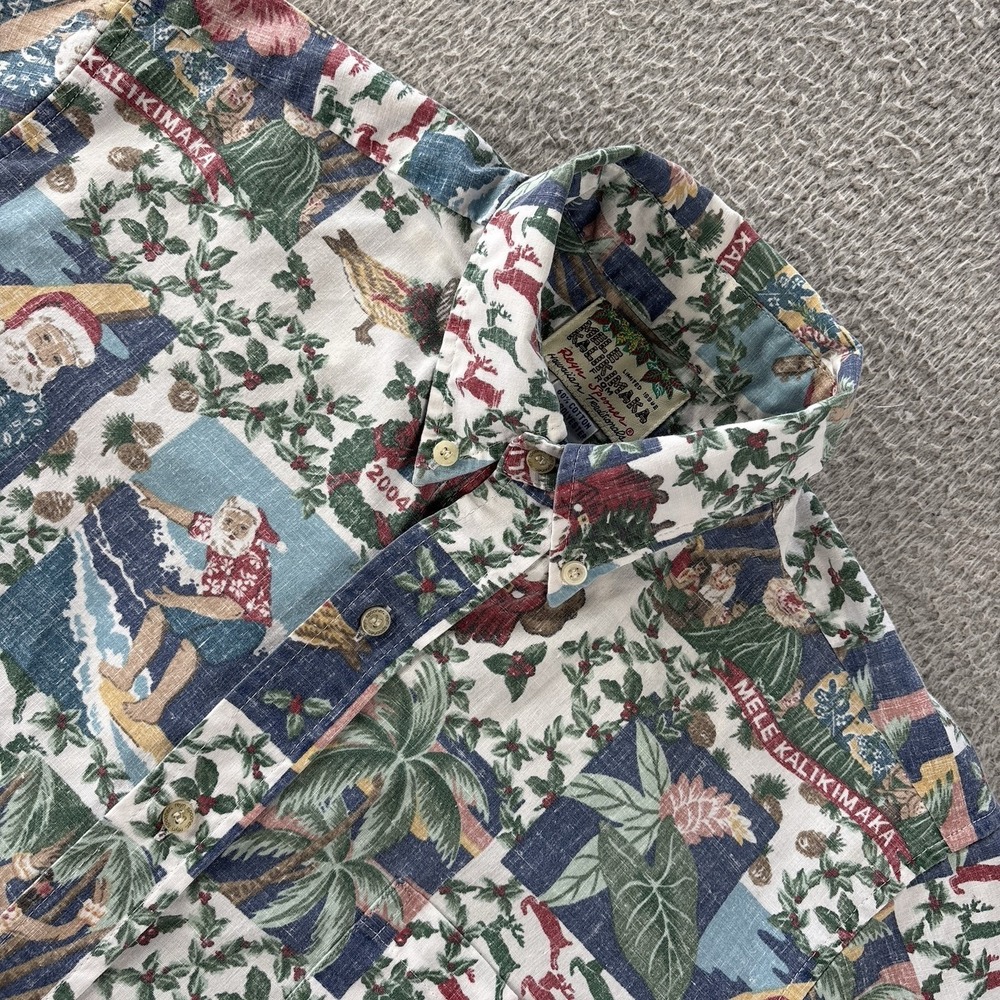 Vintage Reyn Spooner Mele Kalikimaka Shirt Mens Medium Christmas Santa Surf 2004